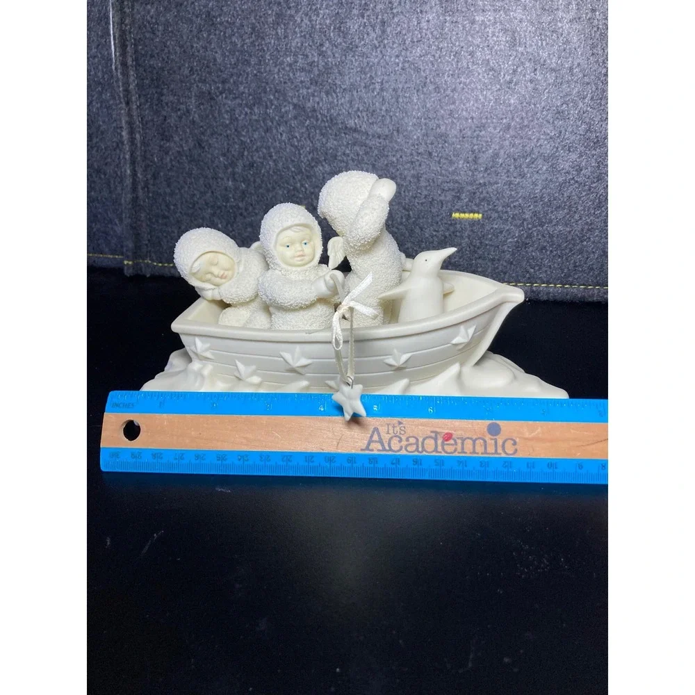 Department 56 Snowbabies Boat with Penguin Porcelain Figurine Star Detail